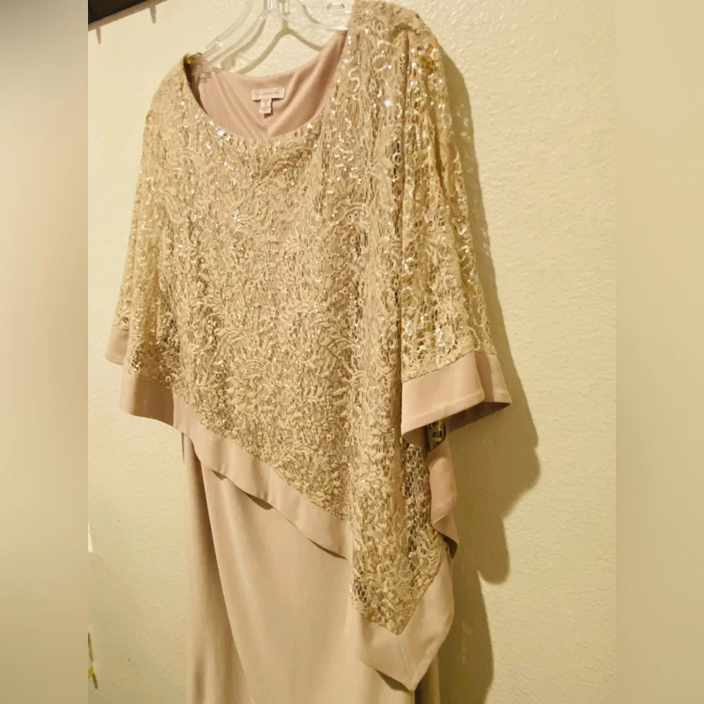 Dress Barn Gold Asymmetrical Sequin Dress - Picture 6 of 9